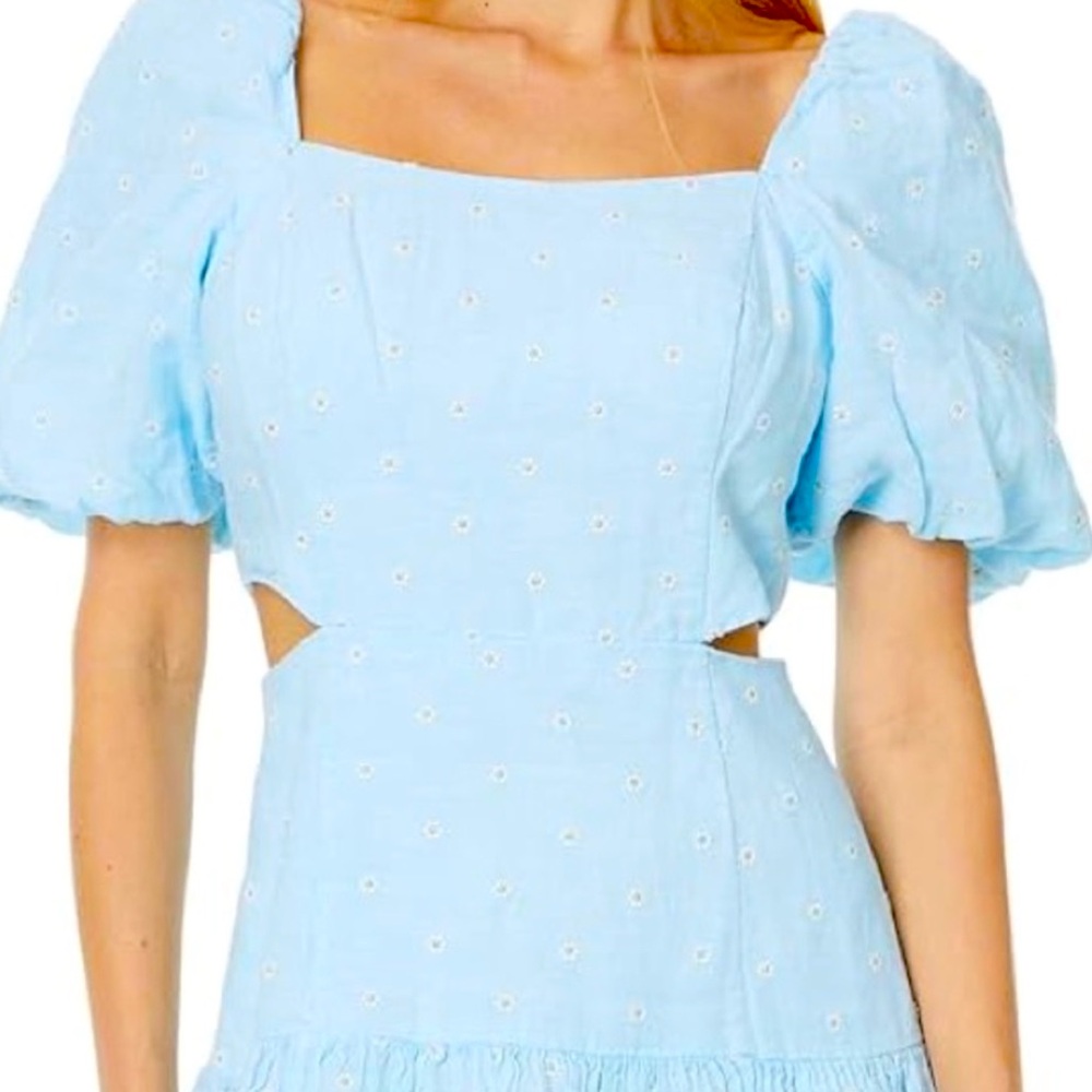 New Lilly Pulitzer Press to zoom Kylanne Linen Dress Hydra Blue - Picture 6 of 12